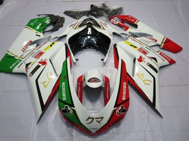 77 White Red Green 07-14 Ducati 848 1098 1198 Motorcycle Fairing