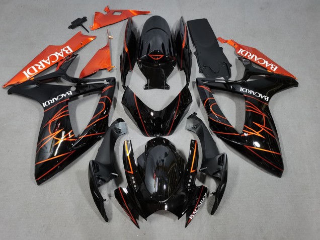 Bacardi Black and Orange 06-07 GSXR 600-750 Motorcycle Fairing