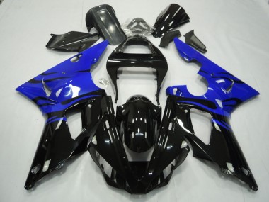 Black Flame & Blue 00-01 R1 Motorcycle Fairing