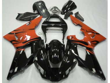 Black Flame & Orange 00-01 R1 Motorcycle Fairing