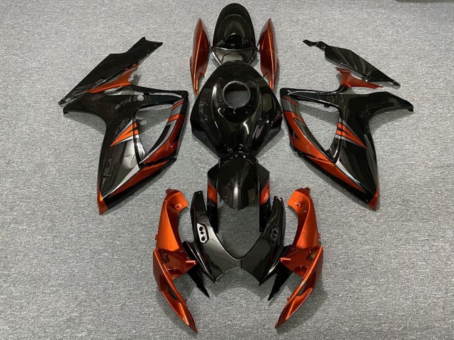 Black and Burnt Orange 06-07 GSXR 600-750 Motorcycle Fairing