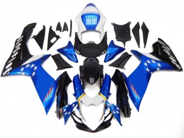 Blue Style With Red Stars 11-24 GSXR 600-750 Motorcycle Fairing