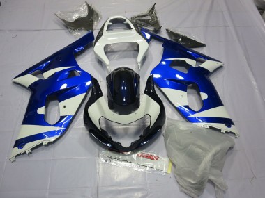 Blue and White 01-03 GSXR 600-750 Motorcycle Fairing