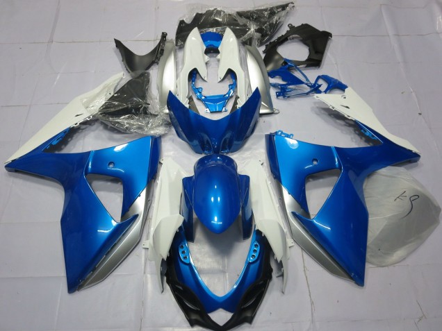 Blue and White 09-16 GSXR 1000 Motorcycle Fairing