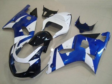 Blue and White OEM Style 01-03 GSXR 600-750 Motorcycle Fairing