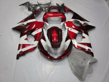 Deep Red and White 00-02 GSXR 1000 Motorcycle Fairing