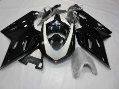 Gloss Black and White 07-14 Ducati 848 1098 1198 Motorcycle Fairing