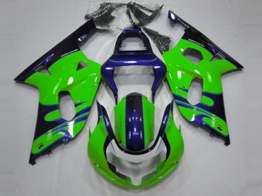 Gloss Green and Blue 01-03 GSXR 600-750 Motorcycle Fairing