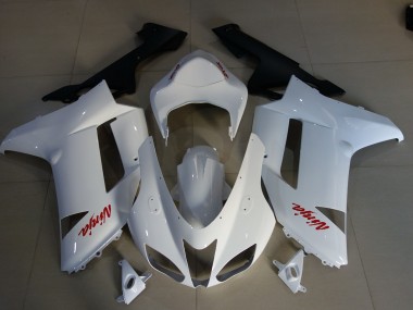 Gloss White & Red Logos 07-08 ZX6R Motorcycle Fairing