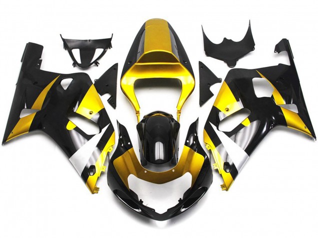 Gold and Gloss Black Style 01-03 GSXR 600-750 Motorcycle Fairing