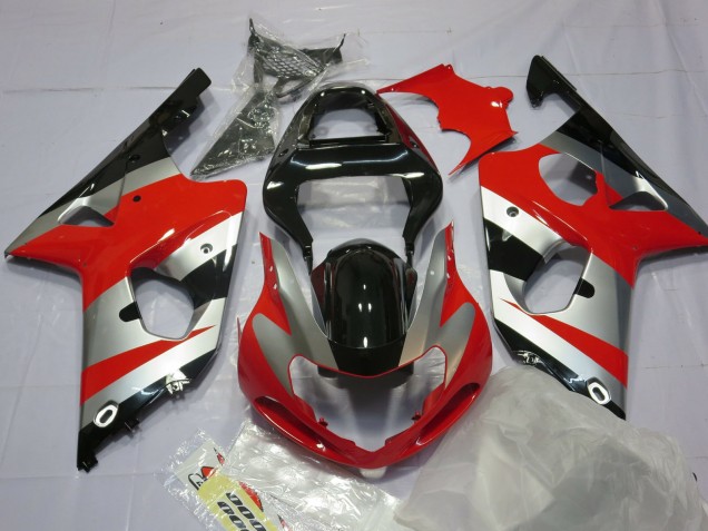 Red Silver and Black 00-02 GSXR 1000 Motorcycle Fairing