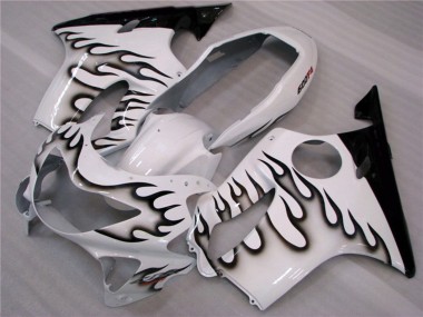 White and Black Flames 99-00 CBR600 F4 Motorcycle Fairing